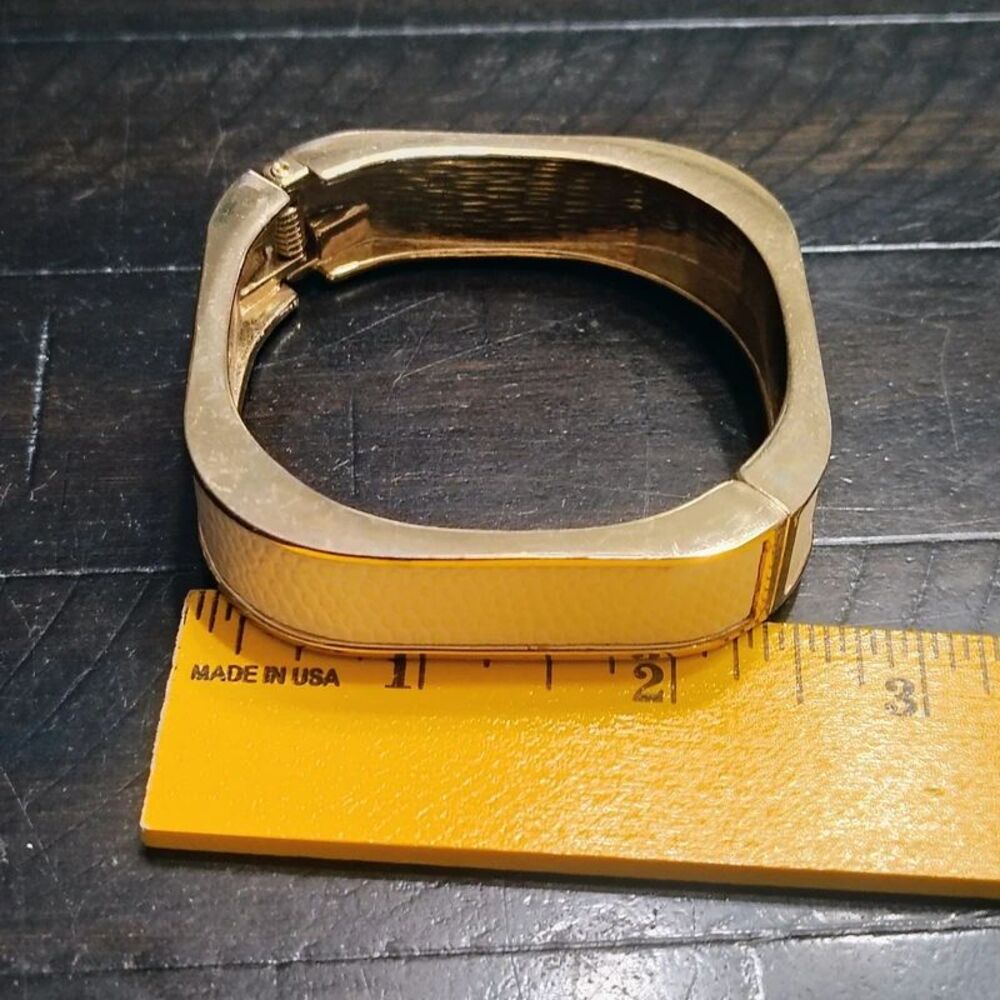 White Gold Faux Leather Bracelet Spring Loaded Closure